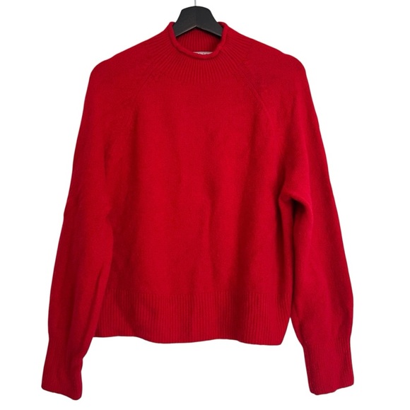 J. Crew Classic Cozy Yarn Roll Neck Sweater Red Medium Holiday Winter Wool - Picture 1 of 5
